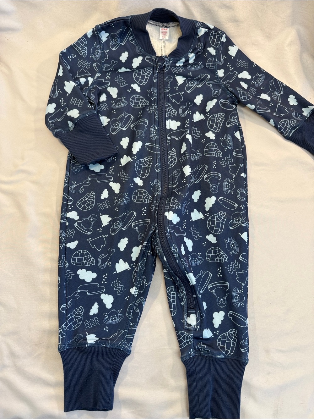 Kombi - NWOT - Navy Printed Zip-Up Kids Footie One-Piece